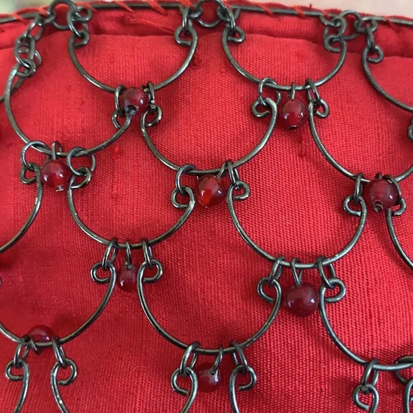 Eye Ful Bag Handbag Purse Red Metal Beaded Party Dressy Small Handbag NEW - Image 5