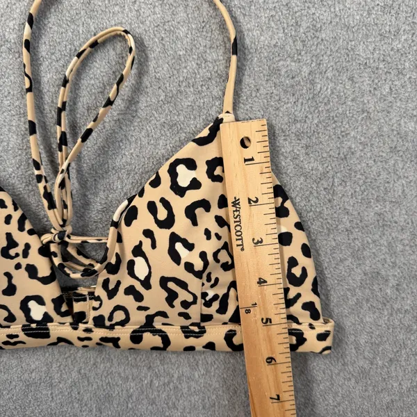 Hollister Women's Small Bikini Top Leopard Print Triangle Adjustable Tie Swim - Image 3