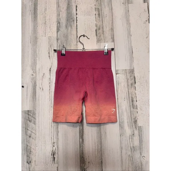 Gymshark Ombre Seamless Shorts Womens Size Extra Small XS Berry Orange Athletic - Image 2