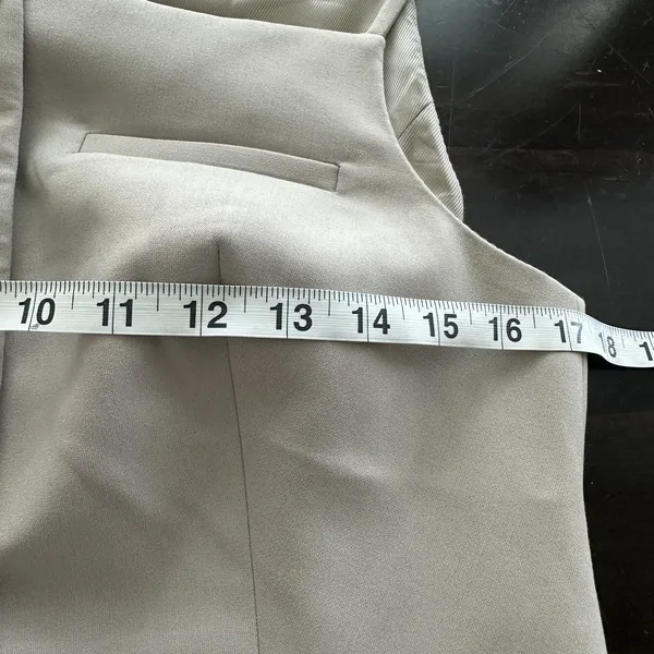 ZARA Tailored Vest Sz L Taupe Neutral Button Front Women’s Preppy - Image 10