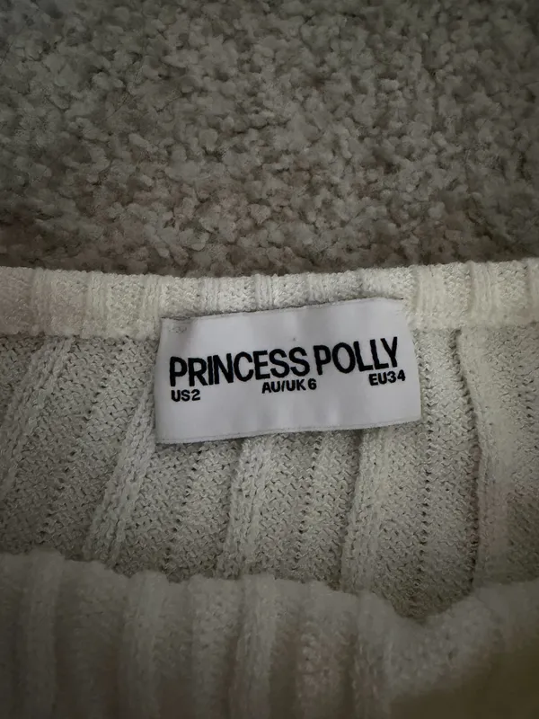 Princess Polly Top White Long Sleeve Crop - Image 2