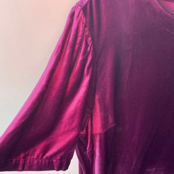 NWT J.Jill Velvet Shift Dress XL Jewel Purple Elbow Puff Sleeve Cocktail Holiday - Image 6