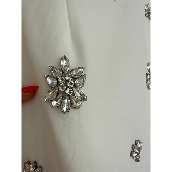 Lulus Completely Regal White Rhinestone Column Dress Elegant Glam Extra Small - Image 5