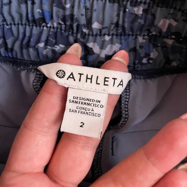 Athleta Women 2 Blue Avenue Printed Wide Leg Crop Pants Lightweight Athleisure - Image 9