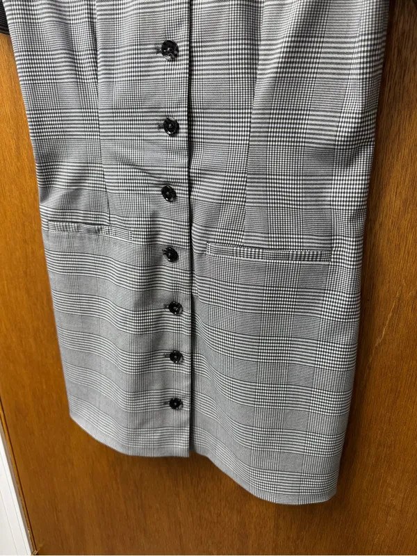 Abercrombie & Fitch A&F Mara Short-Sleeve Vest Mini Dress Plaid Grey Gray Small - Image 9
