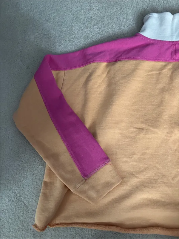 Cotton On Colorblock Half-Zip Sweater in White, Peach & Pink - Image 4