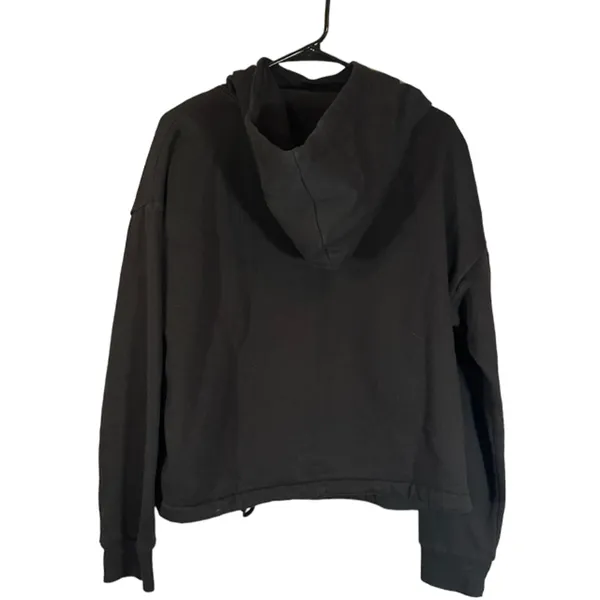 Puma Black Cropped Adjustable Waist Kangaroo Pouch Casual Sweatshirt Women Sz L - Image 2