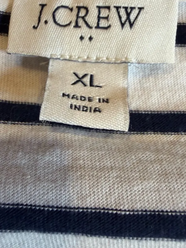 J. Crew White & Black Striped Sequin Short Sleeve Tee - Image 3