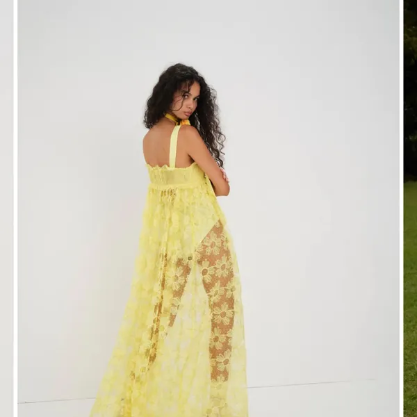 For Love & Lemons Yellow Maxi Dress NWT XS Bodysuit Overlay - Image 4