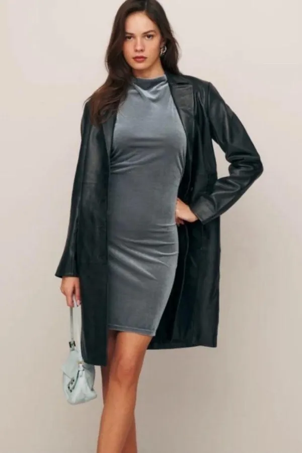 Reformation Alden Knit Dress Silver Velvet New Size Medium - Image 3
