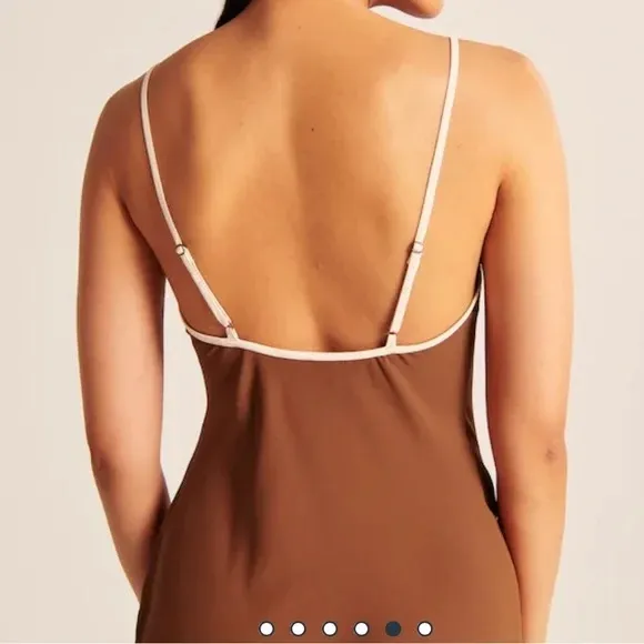 Abercrombie & Fitch Keyhole Slip Maxi Dress - Ochre - XSP - Image 9