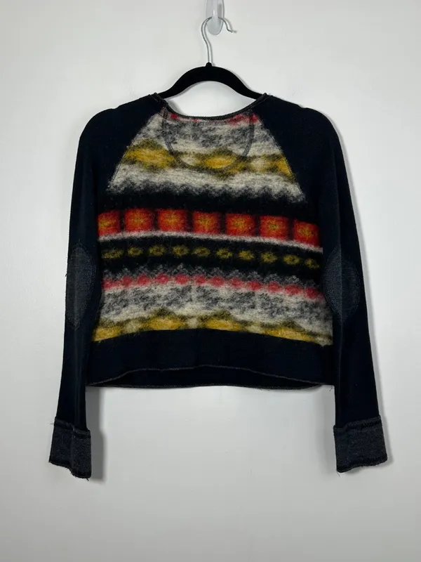Dolan Free People Sz Small Heavy Knit Pieced Pullover Sweater Colorful Geometric - Image 5