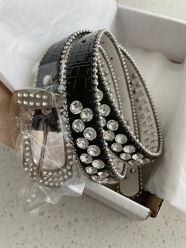 Buckle Belt Korean style Vintage Rhinestone Skull Belts - Image 2