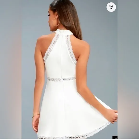 NWOT Lulus Reach Out My Hand White Lace Skater Dress Small - Image 7