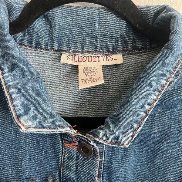 Denim Fur Trim Vest, Y2K, Grunge, Western, Vintage, Edgy,‎ 1X, Retro - Image 3