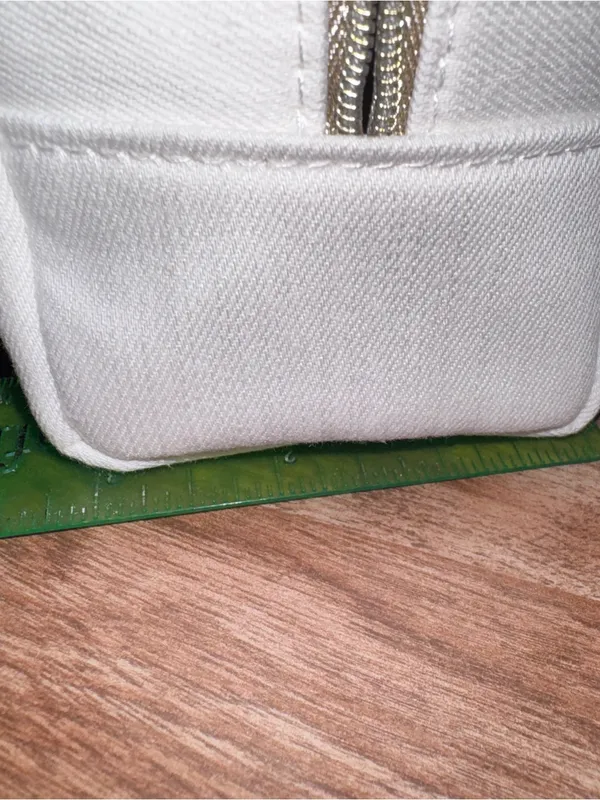 Christian Dior Beauty Makeup Bag Ivory Gold Logo Zip Pouch Cosmetic Case - Image 8