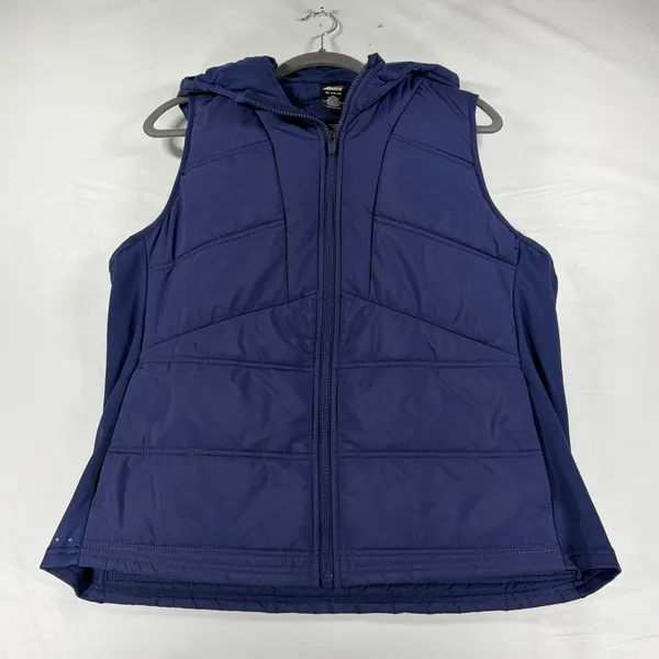 Avia Womens Navy Blue Hooded Puffer Vest XL 16-18 Full Zip Quilted Layering - Image 3