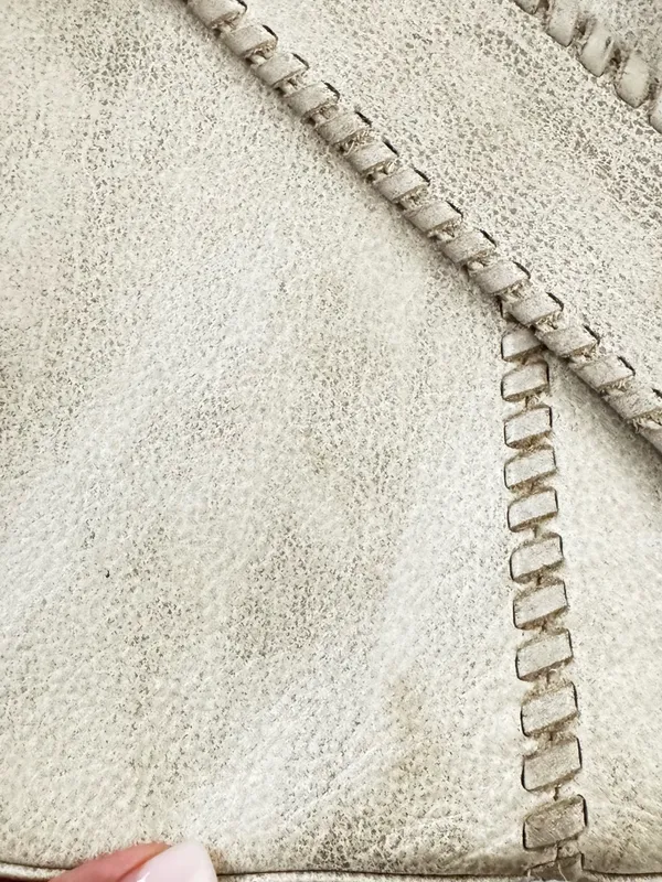HOBO Cream Leather Tote with Whipstitch Strap and Tassel - Image 8