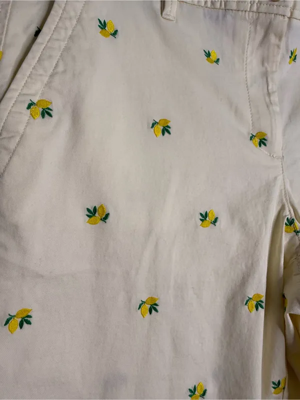 Talbots Relaxed Chino Pants Size 10 Yellow Lemon Embroidered Stretch Cotton - Image 8