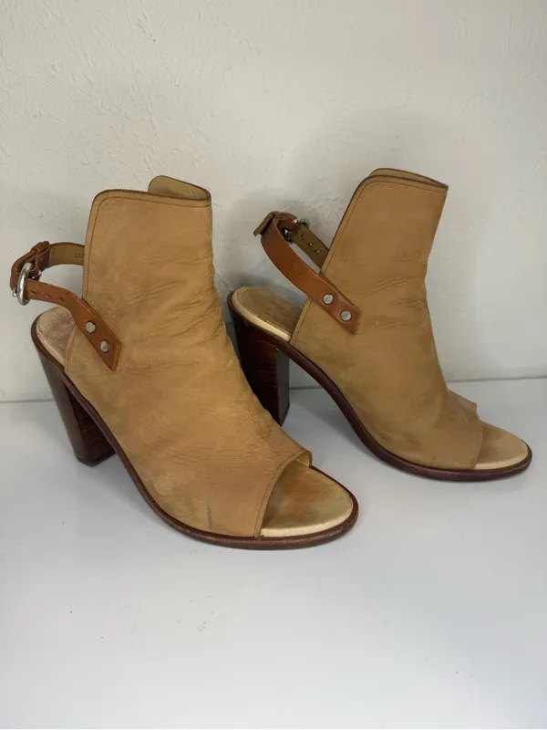 Rag & Bone Tan Suede Peep Toe Ankle Booties Heels 36.5 - Image 3
