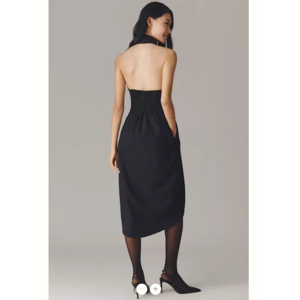 By Anthropologie Halter Tuxedo Stripe Midi Dress - Image 2