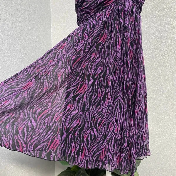Y2k Express Purple Pink Black Zebra Strapless Mini Dress Animal Print Grunge Emo - Image 2