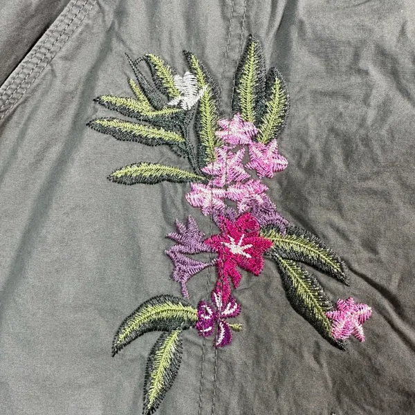 INC International Concepts Olive Green Floral Embroidered‎ Cropped Pants 18 - Image 3