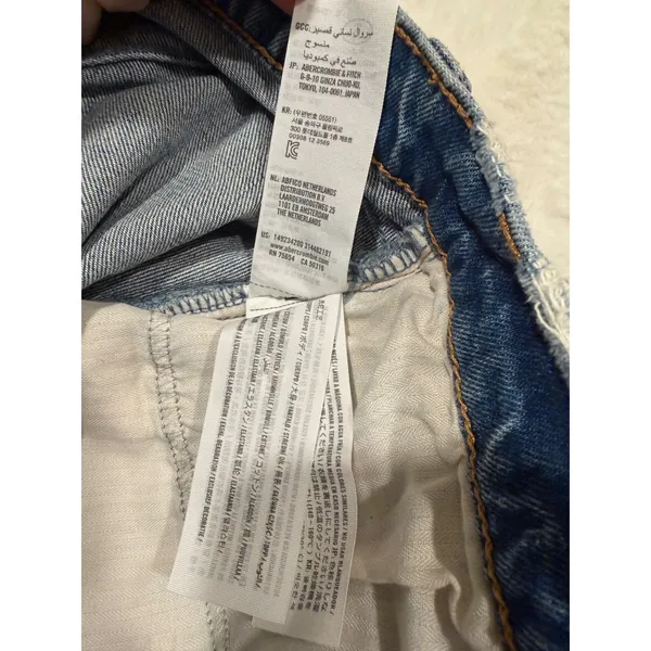 Abercrombie & Fitch Mom Short High Rise Distressed Denim Blue Womens Size 24 00‎ - Image 6
