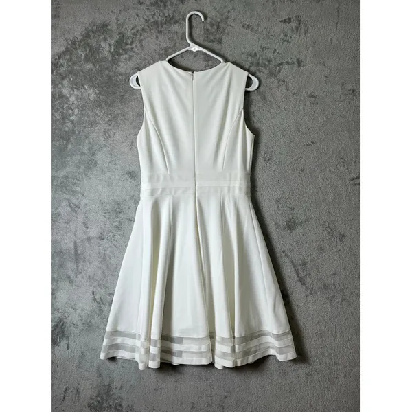 Calvin‎ Klein White Fit & Flare Dress Sleeveless Bridal Shower Cocktail 8 New - Image 3