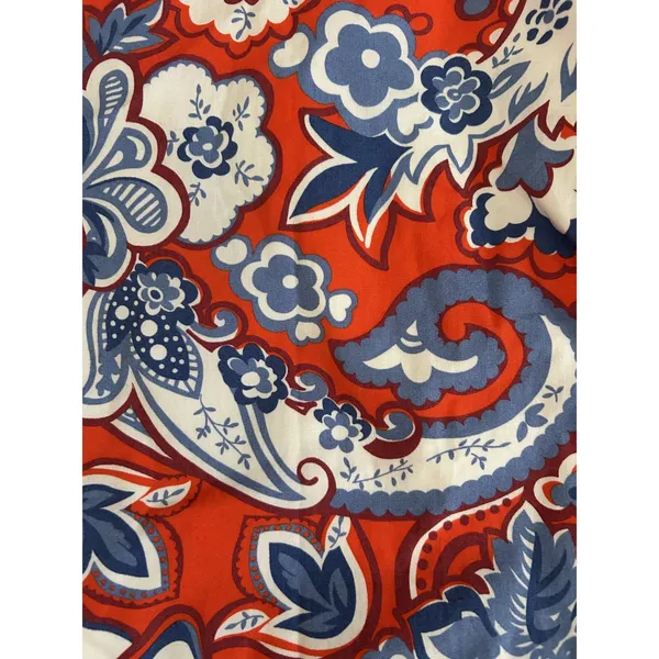 Zara Ruffled red blue white bohemian Paisley Print long sleeve Mini Dress M - Image 4