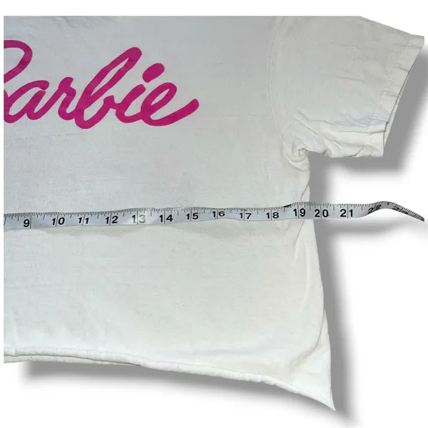 Mattel Barbie "Let's Roll" Pink Convertible Graphic Crop Top Tee - Size M - Image 4