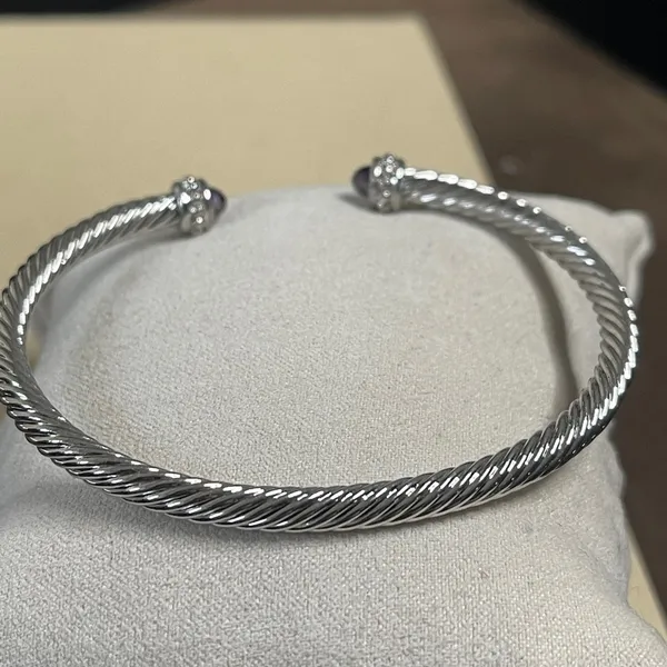 Silver Cable Bracelet with Amethyst Accents - Image 6