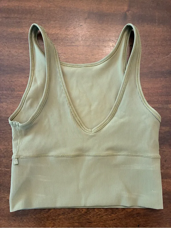 Lululemon Power Pivot Tank Top Size 4 Bronze Green Ribbed Workout Reversible - Image 2