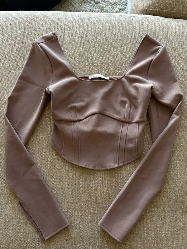 Abercrombie Cropped Corset Long Sleeve Top - Image 4