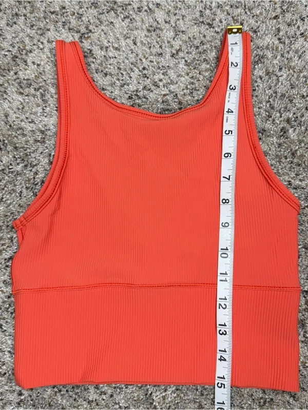 Lululemon Power Pivot Ribbed Tank Top Shirt Warm Coral Orange 4 W1CQMS - Image 7