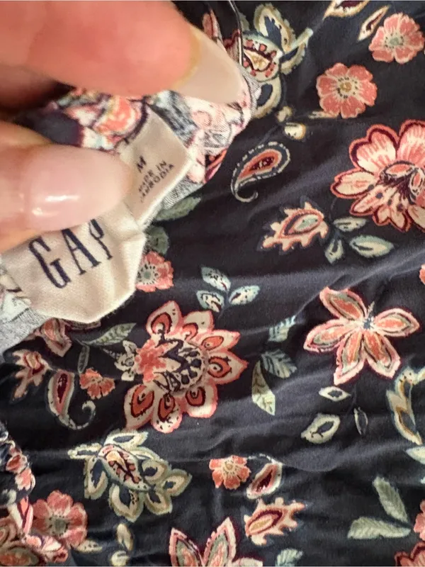 GAP Navy Maxi Dress with Pink Floral Print - Image 2