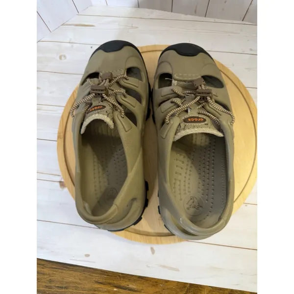 Crocs Swiftwater Mesh Deck Sandals Mens Khaki Tan Closed Toe Fisherman Water - Image 8