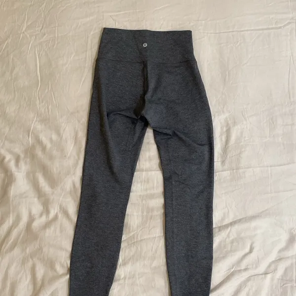 Lululemon High Rise Grey Mesh Striped Wunder Train 28” Leggings - Image 2