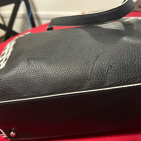 Lauren Ralph Lauren Black and White Grid Tote Preowned see pictureslight wear. - Image 8