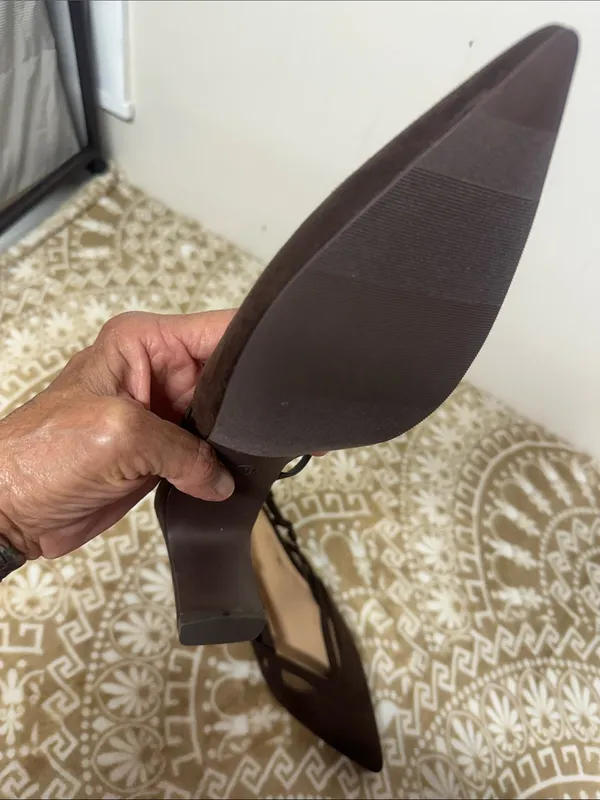 a new day Dark Brown Suede like Pointed Slingback Heels - Image 7