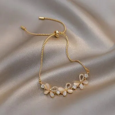 18K Gold Plated Adjustable Crystal Butterfly Charm Bracelet for Women - Image 2