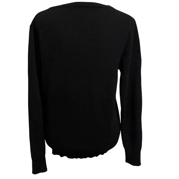 Quince Size M Sweater 100% Mongolian Cashmere V Neck Black Minimalist Capsule - Image 2