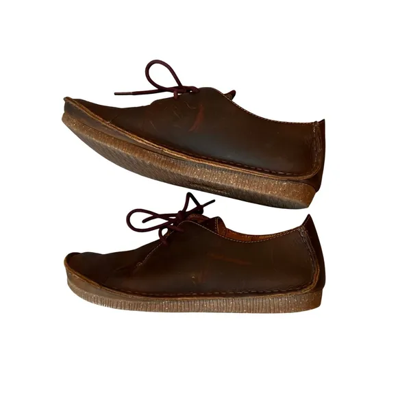 Clarks women Janey may flats leather derby shoes lace up Oxford moccasin Size 7 - Image 3