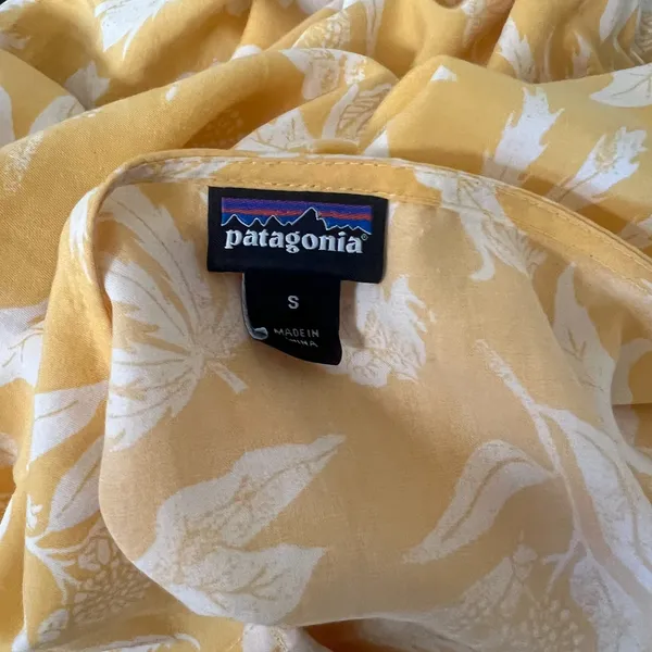 Patagonia June Lake Dress Womens Small Yellow Floral Cap Sleeve V Neck Bohemian - Image 4