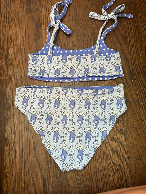 Roller Rabbit "Monkey/Hearts" reversible bikini set  - Image 2
