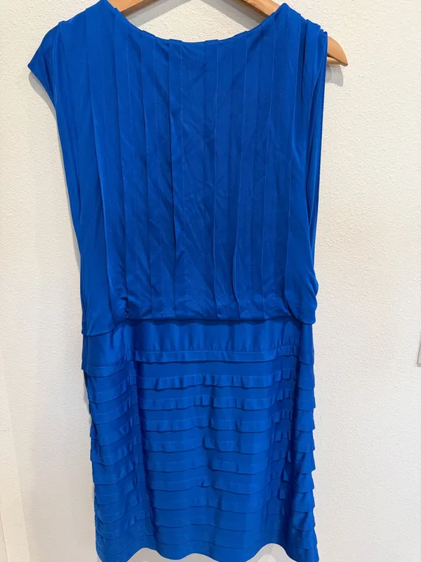 Phoebe Couture Cobalt Blue Pleated Mini Dress - Image 4