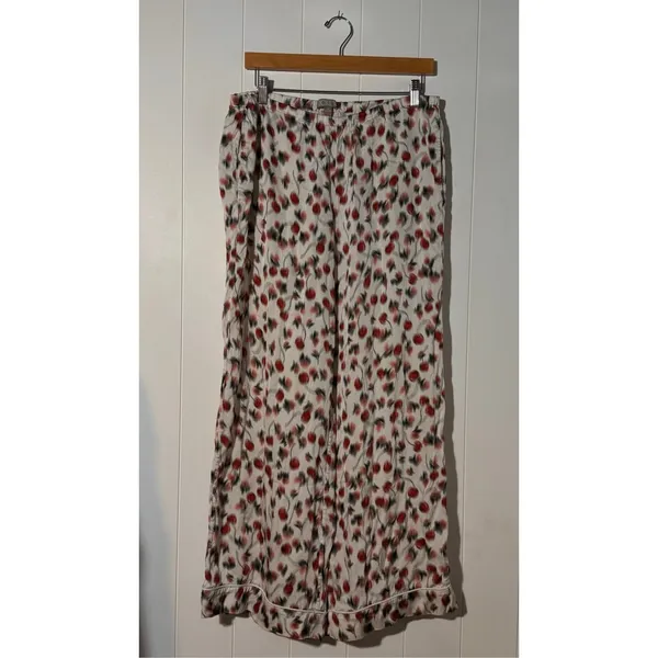 J Crew Soft Shine Pajama Set Womens M Blurry Cherry Print Viscose 2 Piece - Image 4