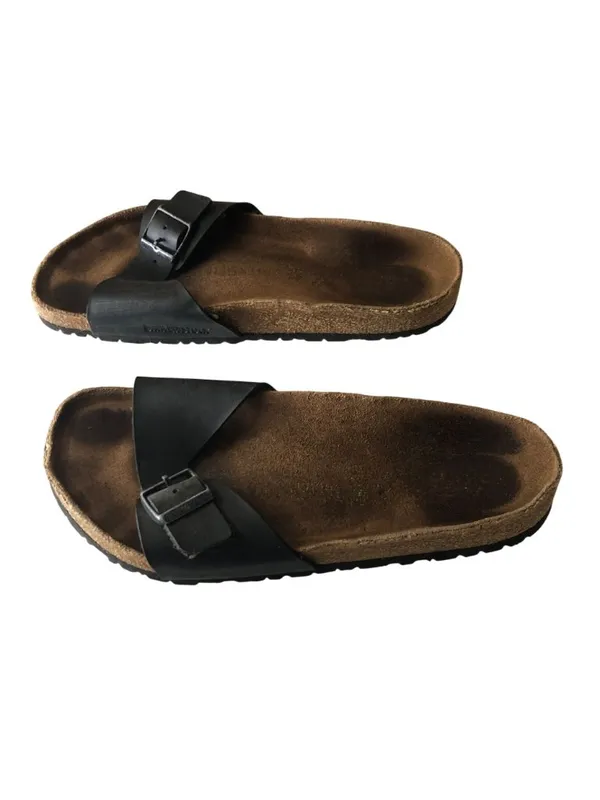 Birkenstock Madrid Birko-Flor Slide Sandals Black 41 Women's Size 10 - Image 4