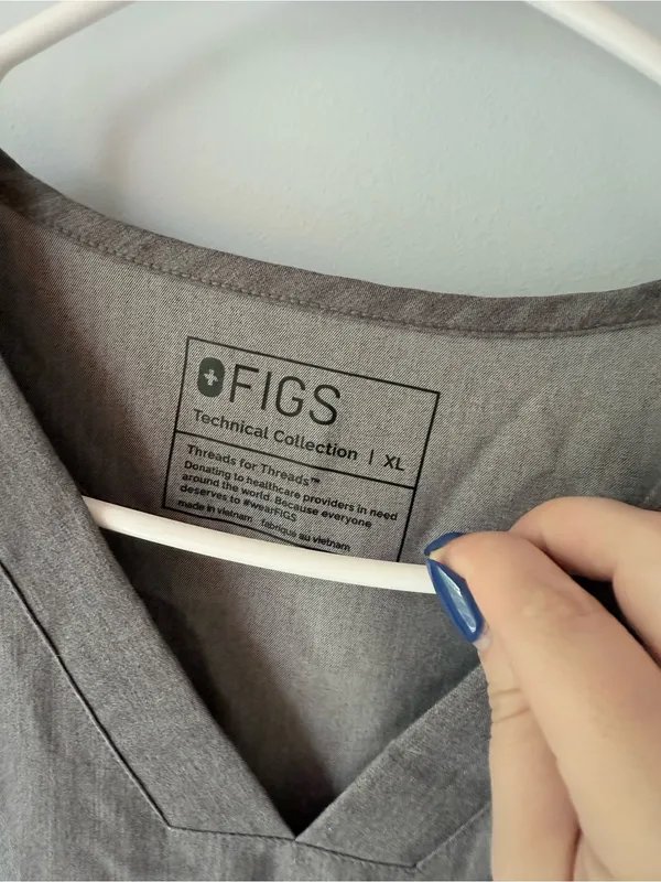 Figs V-Neck Scrub Top in Heather Gray - Image 2