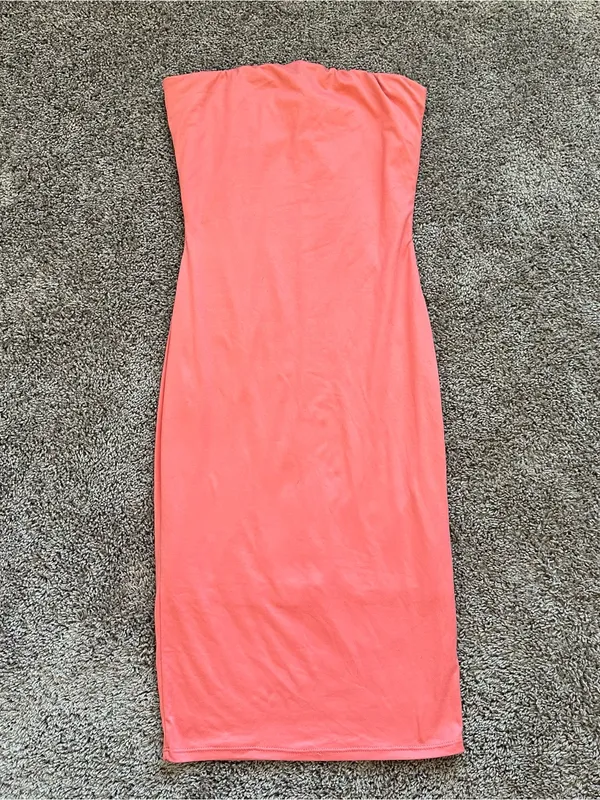 Strapless Coral Bodycon Dress Pink - Image 3